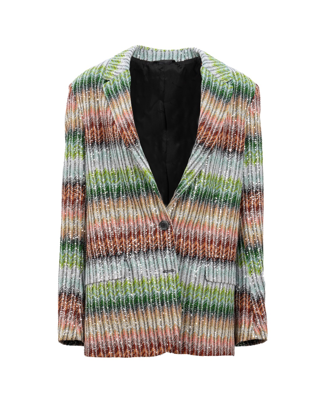 shop MISSONI  Blazer: Missoni blazer in maglia zig zag dégradé con paillettes.
Blazer monopetto in maglia.
Motivo zig zag dégradé.
Paillettes decorative.
Lavorazione Carpedoni.
Composizione: 47%Viscosa, 26%Poliammide, 20%Poliestere, 7%Fibra Metallizzata.
Made in Italy.. DS25SF02 BC0051-SM9KP number 5877754